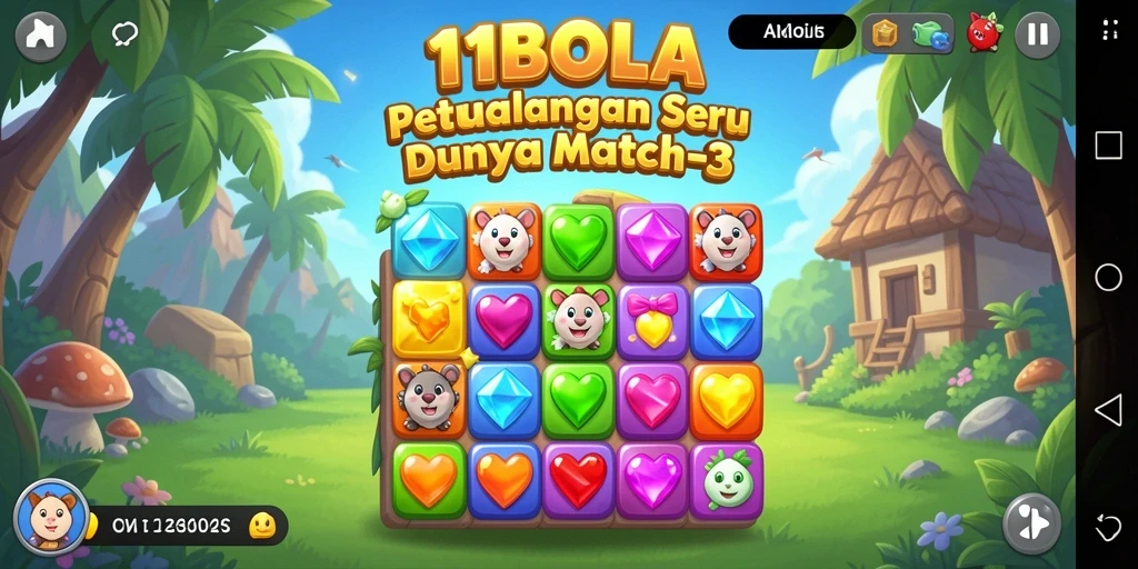 Tangkapan layar gameplay 11BOLA menunjukkan keseruan mencocokkan bola berwarna.