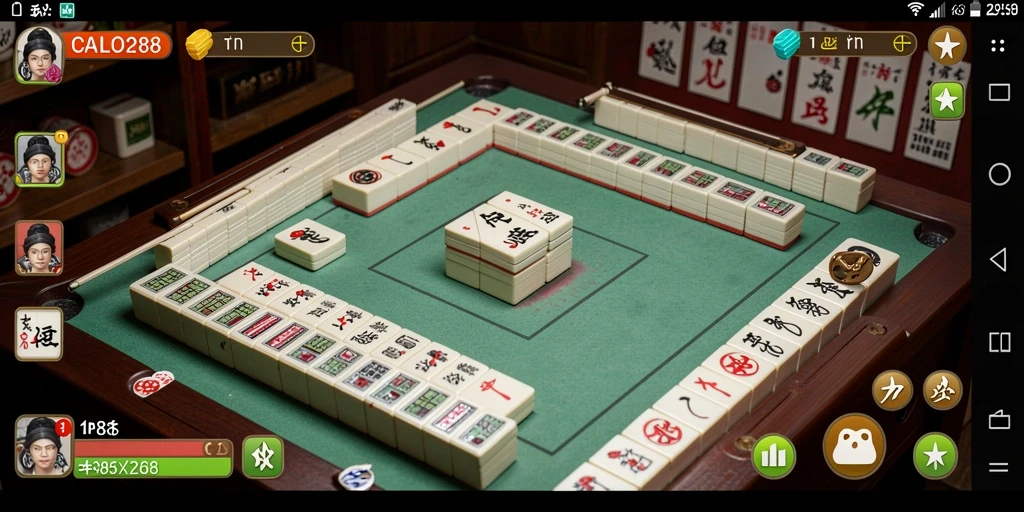 Screenshot CALO288 menampilkan gameplay Mahjong yang menarik dan interaktif.