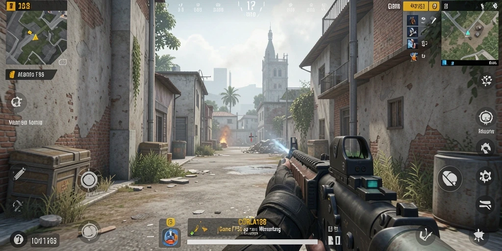 Screenshot gameplay CORLA188 dengan aksi tembak-menembak yang menegangkan.