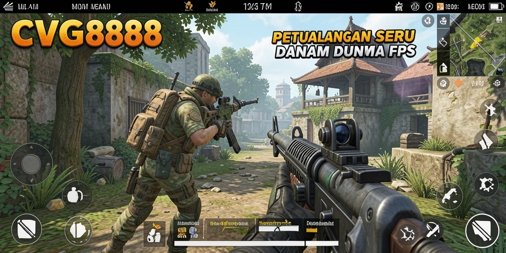 Tangkapan layar utama CVG8888 menampilkan aksi mendebarkan dalam permainan FPS.