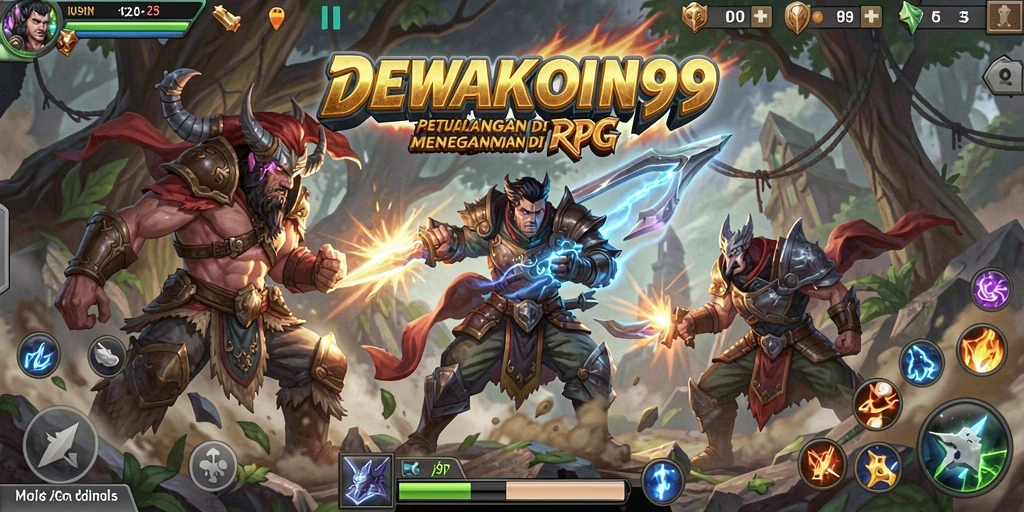 Tampilan gameplay DEWAKOIN99 dengan pertarungan seru dan aksi mendebarkan.