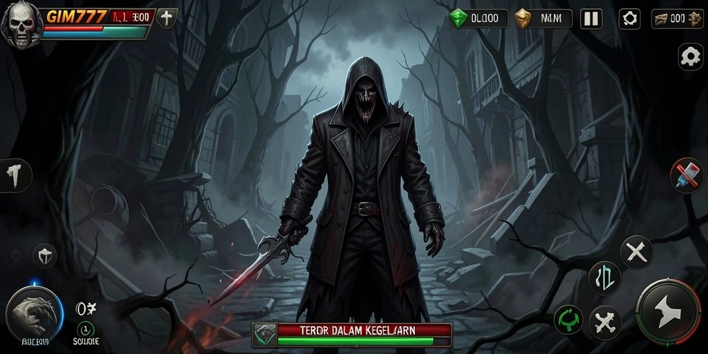 Tampilkan gameplay tegang GIM777 dengan suasana Horror yang mencekam.