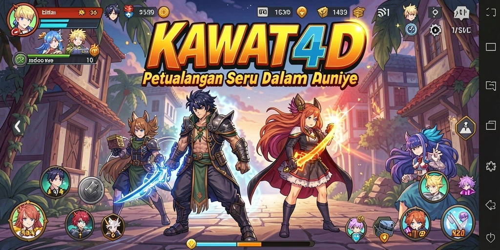 Tampilan gameplay seru KAWAT4D dengan karakter animasi.