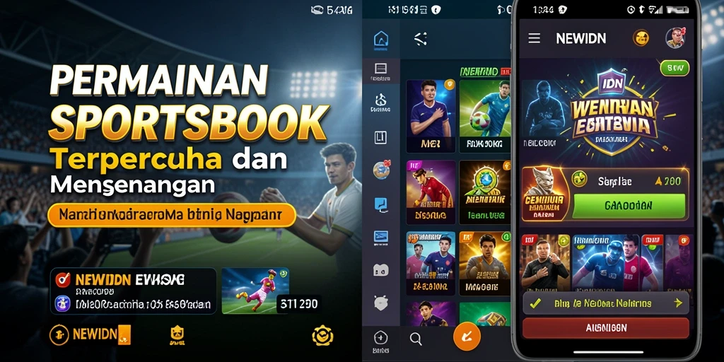 Screenshot utama NEWIDN menampilkan fitur taruhan olahraga interaktif.