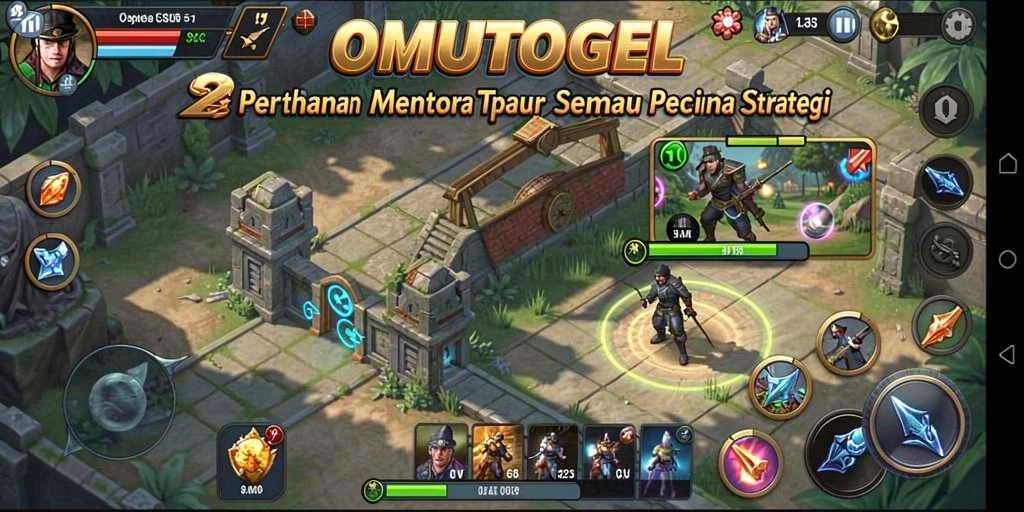 Tampilan menarik dari gameplay OMUTOGEL saat bertahan dari serangan musuh.