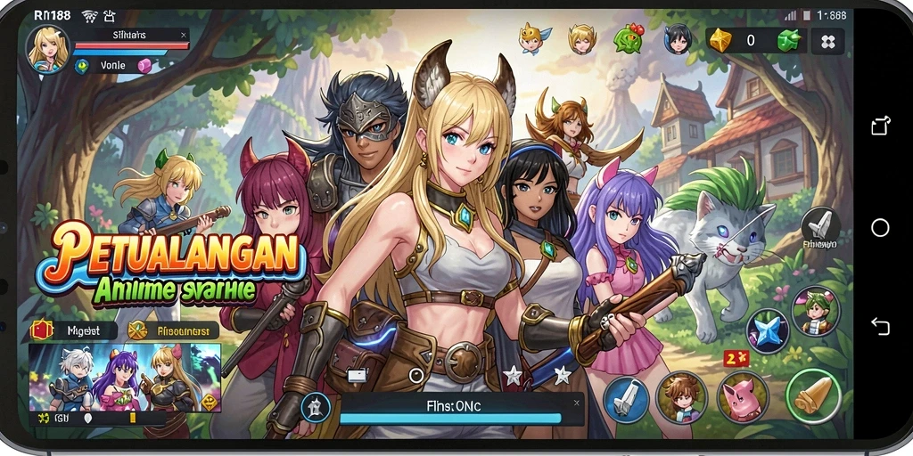 Tampilan gameplay RI188 dengan karakter Anime yang menarik.