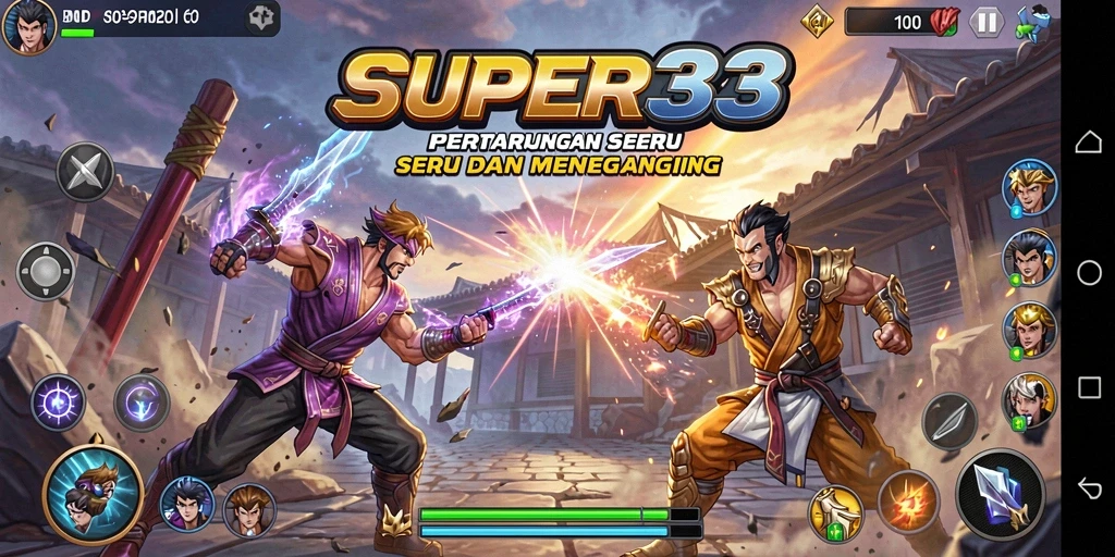 Gameplay Fighting yang seru dan mendebarkan di SUPER33.